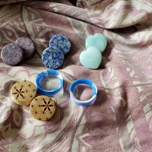 1 inch gauges/ plugs /tunnels stone and wooden
